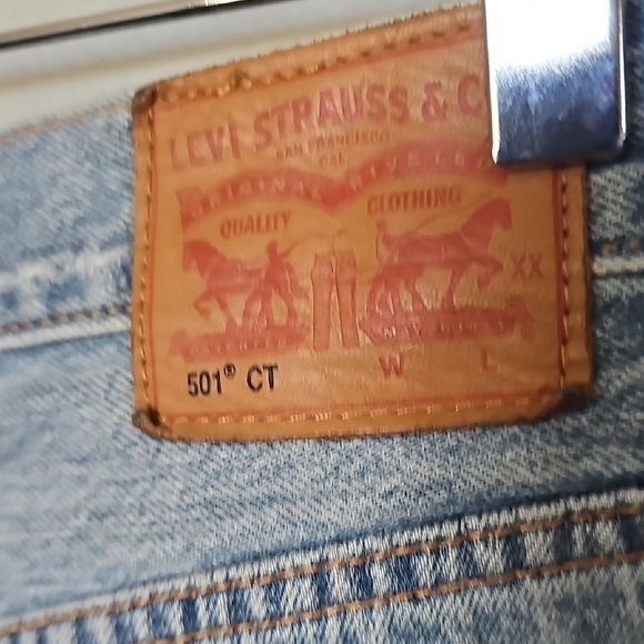 Levis 501 CT Size 27 Destroyed Distressed Indie Grunge Trendy Light Blue Jeans - Picture 7 of 14